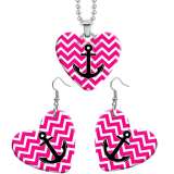 10 styles love ship's anchor pattern resin Stainless Steel Heart Painted  Earrings 60CMM Necklace Pendant Set