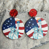 American Independence Day Wooden Earrings Spirit Goddess of Liberty Festival Atmosphere Ornament