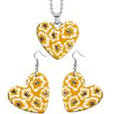 10 styles love Flower pattern resin Stainless Steel Heart Painted  Earrings 60CMM Necklace Pendant Set