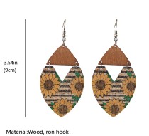 Bohemian Sunflower Striped Wood Earrings