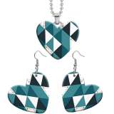 10 styles love Geometric pattern resin Stainless Steel Heart Painted  Earrings 60CMM Necklace Pendant Set