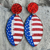 Wooden Print American Independence Day Donut Butterfly Earrings