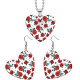 10 styles love Flower pattern resin Stainless Steel Heart Painted  Earrings 60CMM Necklace Pendant Set