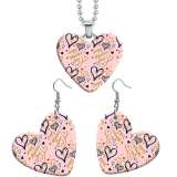 10 styles love bird  pattern resin Stainless Steel Heart Painted  Earrings 60CMM Necklace Pendant Set