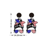 Independence Day American Flag Print Rainbow Women's Headband Earrings Acrylic Goblin Mouth Earrings