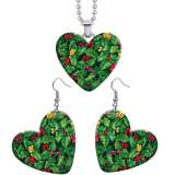 10 styles love Christmas Deer Santa Claus resin Stainless Steel Heart Painted  Earrings 60CMM Necklace Pendant Set