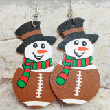 Christmas Snowman Leather Earrings Sports Football Baseball Football Volleyball Student Teacher Earrings