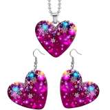 10 styles love Christmas Deer Santa Claus resin Stainless Steel Heart Painted  Earrings 60CMM Necklace Pendant Set