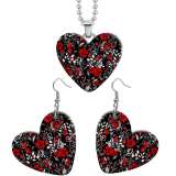 10 styles love Pretty Flower resin Stainless Steel Heart Painted  Earrings 60CMM Necklace Pendant Set