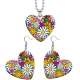 10 styles love Flower pattern resin Stainless Steel Heart Painted  Earrings 60CMM Necklace Pendant Set