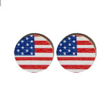 US Independence Day Earrings US Flag Round Heart Star Sun Flower Flag Color Matching Wood Earrings