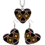 10 styles love USA Flag Ethnic Style Pattern  resin Stainless Steel Heart Painted  Earrings 60CMM Necklace Pendant Set