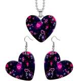 10 styles love USA Flag octopus dairy cattle  resin Stainless Steel Heart Painted  Earrings 60CMM Necklace Pendant Set