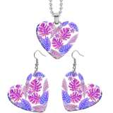 10 styles love color Flower resin Stainless Steel Heart Painted  Earrings 60CMM Necklace Pendant Set