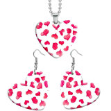 10 styles love bird  pattern resin Stainless Steel Heart Painted  Earrings 60CMM Necklace Pendant Set