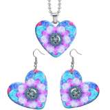 10 styles love Flower pattern resin Stainless Steel Heart Painted  Earrings 60CMM Necklace Pendant Set