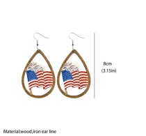 Wooden Hollow Droplets American Independence Day Earrings Sunflower Earrings