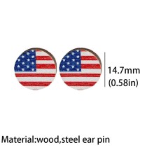 US Independence Day Earrings US Flag Round Heart Star Sun Flower Flag Color Matching Wood Earrings