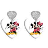 20 styles Love Cartoon Mickey Mouse pattern Acrylic Double sided Printed stainless steel Heart earings