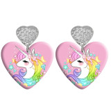20 styles Love Unicorn Christmas pumpkin pattern Acrylic Double sided Printed stainless steel Heart earings