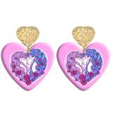 20 styles Love Unicorn Christmas pumpkin pattern Acrylic Double sided Printed stainless steel Heart earings