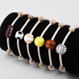 Ball Bracelet Handwoven Wax Thread Baseball Football Basketball Volleyball Adjustable Bracelet