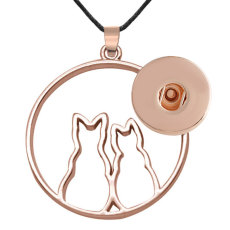 Cat LOVE metal Necklace rose gold silver fit 20MM Snaps button Jewelry Wholesale