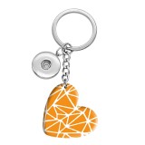 10 styles love Orange pattern  resin Painted Heart Key chain fit 20MM Snaps button jewelry wholesale