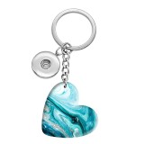 10 styles love Marble resin Painted Heart Key chain fit 20MM Snaps button jewelry wholesale