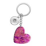10 styles love pattern resin Painted Heart Key chain fit 20MM Snaps button jewelry wholesale