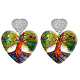 20 styles Love color  tree of life  pattern Acrylic Double sided Printed stainless steel Heart earings