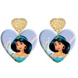 20 styles Love princess pattern Acrylic Double sided Printed stainless steel Heart earings