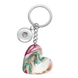 10 styles love Art patterns  resin Painted Heart Key chain fit 20MM Snaps button jewelry wholesale