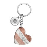 10 styles love Geometric pattern resin Painted Heart Key chain fit 20MM Snaps button jewelry wholesale