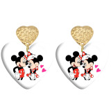 20 styles Love Cartoon Mickey Mouse pattern Acrylic Double sided Printed stainless steel Heart earings