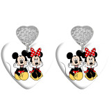 20 styles Love Cartoon Mickey Mouse pattern Acrylic Double sided Printed stainless steel Heart earings