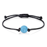 Colored volcanic stone hand woven wax thread bracelet Adjustable bracelet