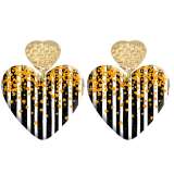 20 styles Love Leopard geometric pattern Acrylic Double sided Printed stainless steel Heart earings