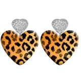 20 styles Love Leopard Pattern  Acrylic Double sided Printed stainless steel Heart earings