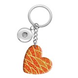 10 styles love Flower pattern resin Painted Heart Key chain fit 20MM Snaps button jewelry wholesale