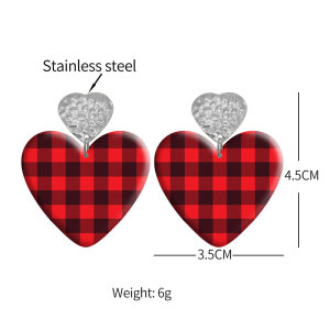 20 styles Love color  tree of life  pattern Acrylic Double sided Printed stainless steel Heart earings