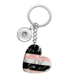 10 styles love Geometric pattern resin Painted Heart Key chain fit 20MM Snaps button jewelry wholesale