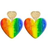 20 styles Love Pretty pattern Acrylic Double sided Printed stainless steel Heart earings