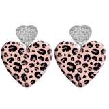 20 styles Love Leopard Pattern  Acrylic Double sided Printed stainless steel Heart earings