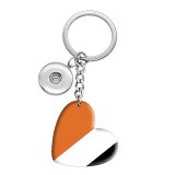 10 styles love Orange pattern  resin Painted Heart Key chain fit 20MM Snaps button jewelry wholesale