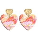 20 styles Love Leopard marble pattern Acrylic Double sided Printed stainless steel Heart earings