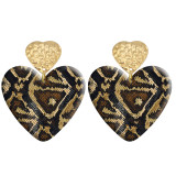 20 styles Love Leopard Pattern  Acrylic Double sided Printed stainless steel Heart earings