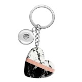 10 styles love Geometric pattern resin Painted Heart Key chain fit 20MM Snaps button jewelry wholesale