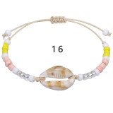 Acrylic Shell Color Rice Beads Handwoven Bracelet Bohemian Feet Chain