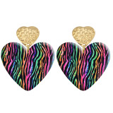 20 styles Love Leopard marble pattern Acrylic Double sided Printed stainless steel Heart earings